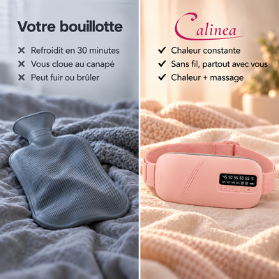 Comparatif bouillotte et ceinture chauffante CALINEA