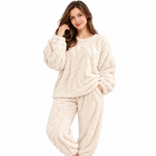 Pyjama douceur polaire blanc crème offert